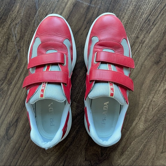 Prada America’s Cup Red Sneakers with Velcro Straps - Picture 2 of 5